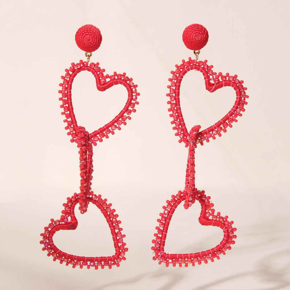 Triple Heart Beaded Bling Earrings