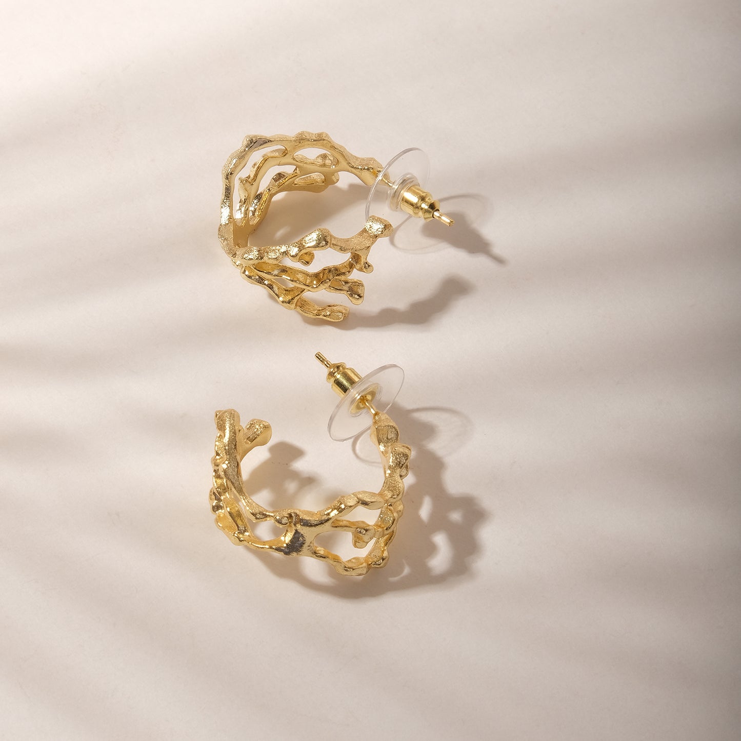 Crumble Gold Flake Hoop Earrings