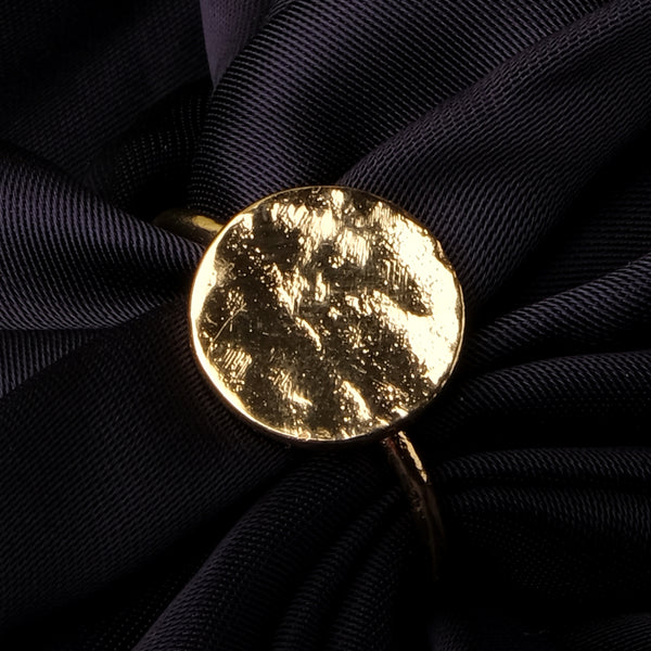 Gold Hammered Coin Ring
