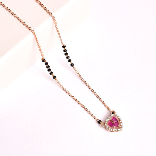 American Diamond Ruby Heart Shaped Mangalsutra