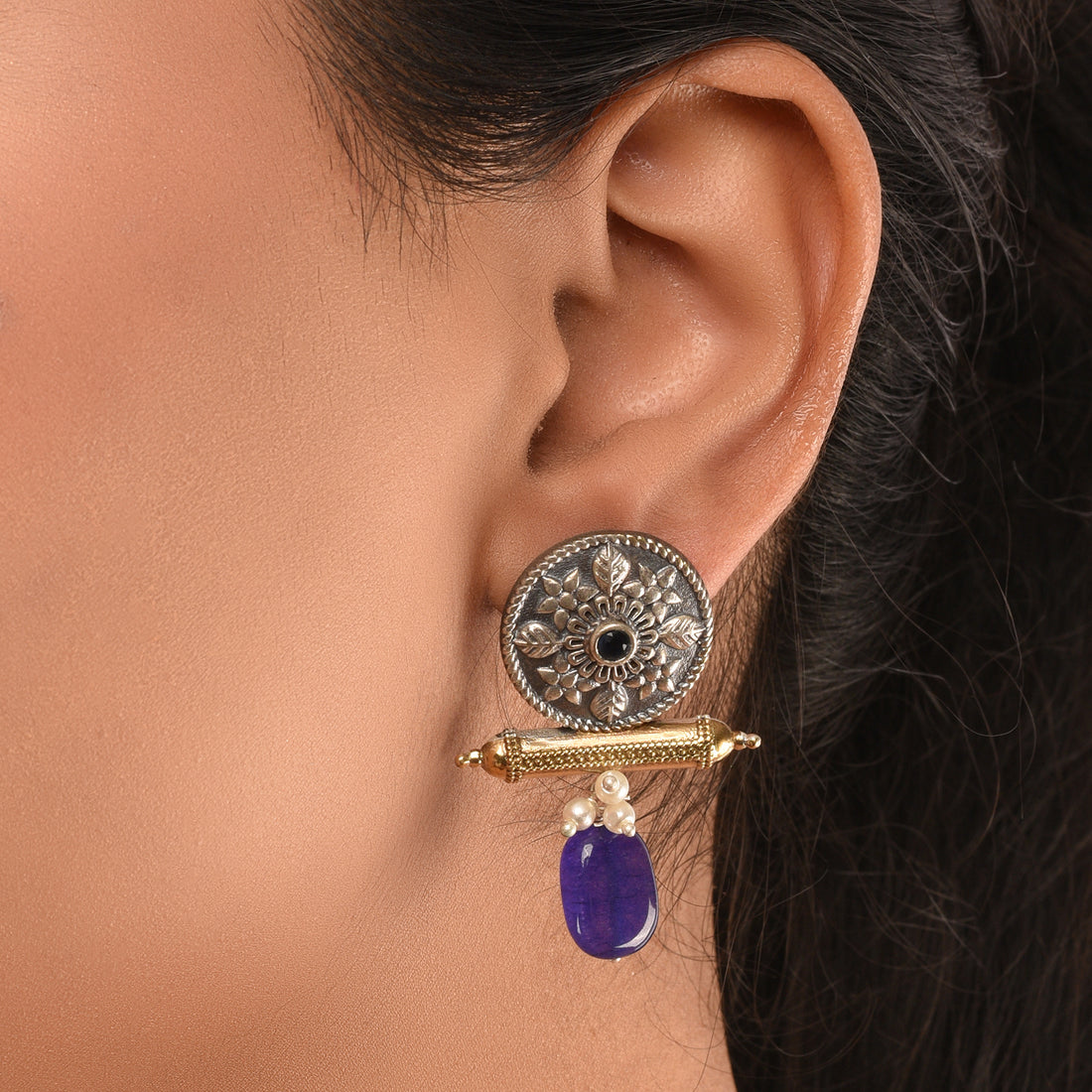 Twin Tone Chandrika Floral Earrings