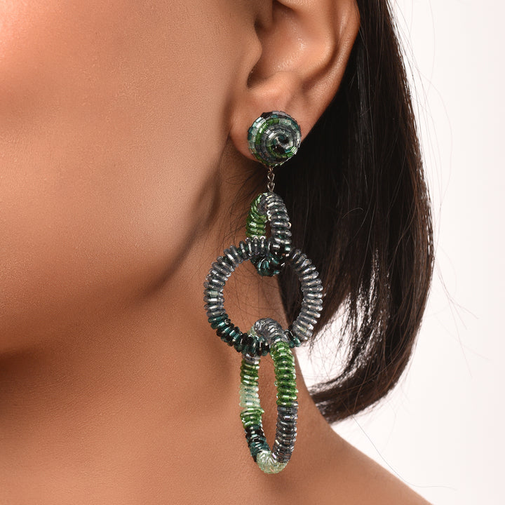 Spiral Green Drop Earrings