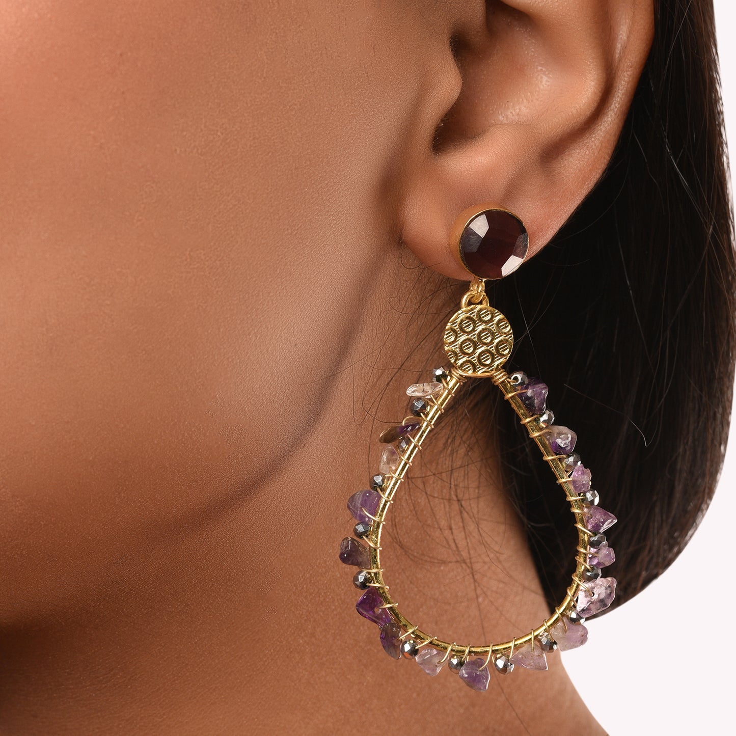 Amethyst Tear Drop Dangler Earrings