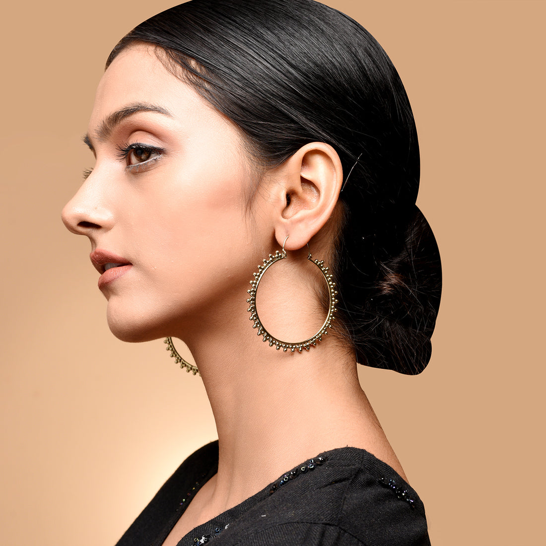 Vintage Carved Round Hoops