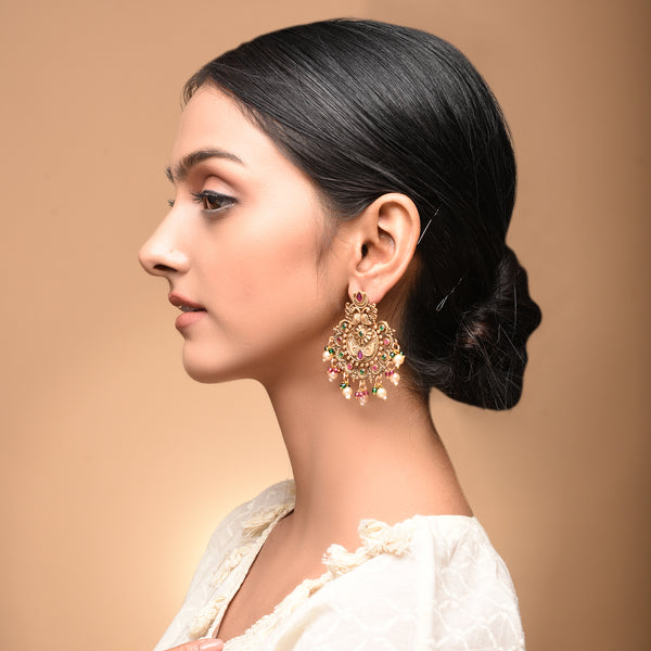 Peacock Chandriya Gold Earrings