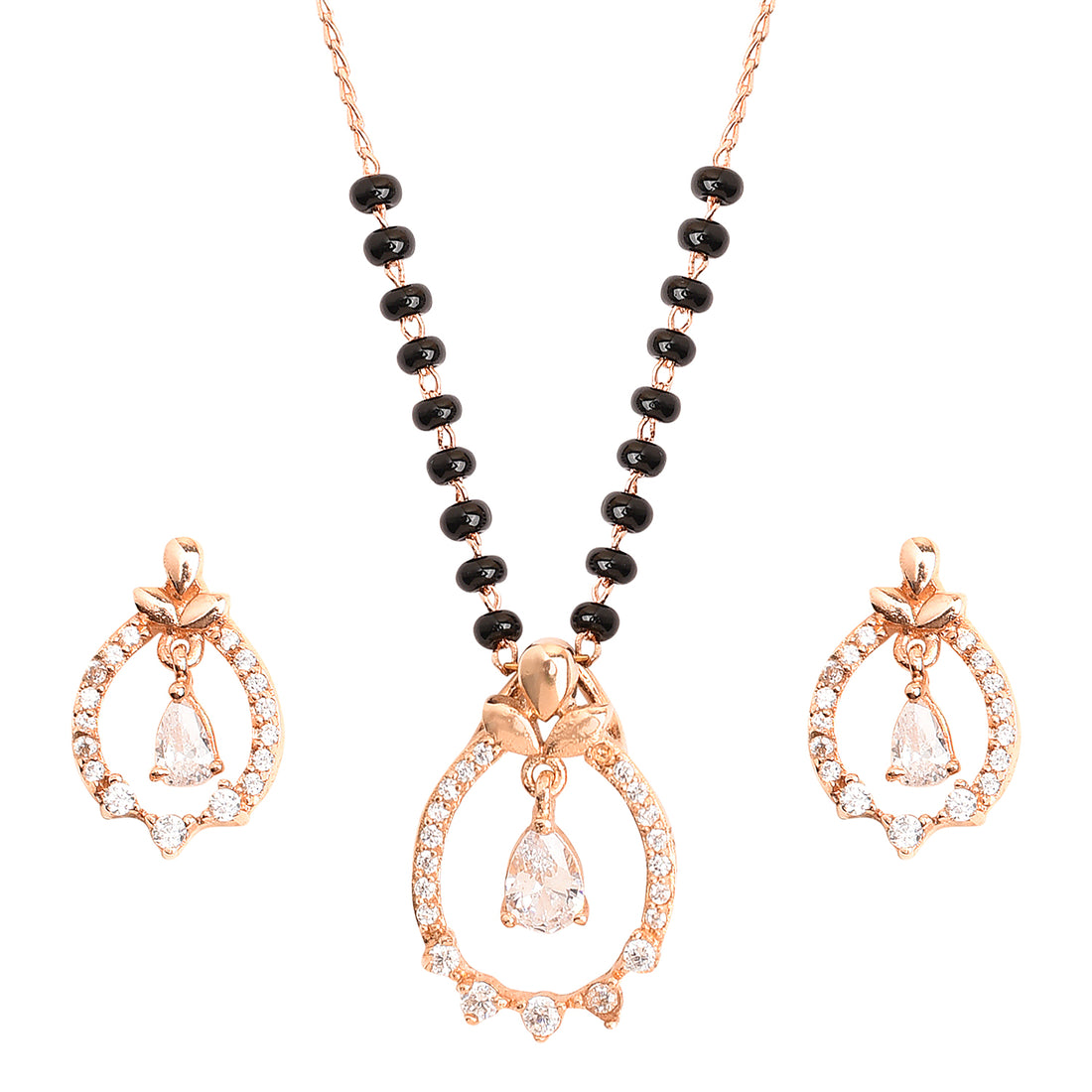 Sparkle Droplet American Diamond Mangalsutra with Earrings