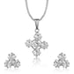 Shimmer American Diamond Crystal Pendant Set With Earrings