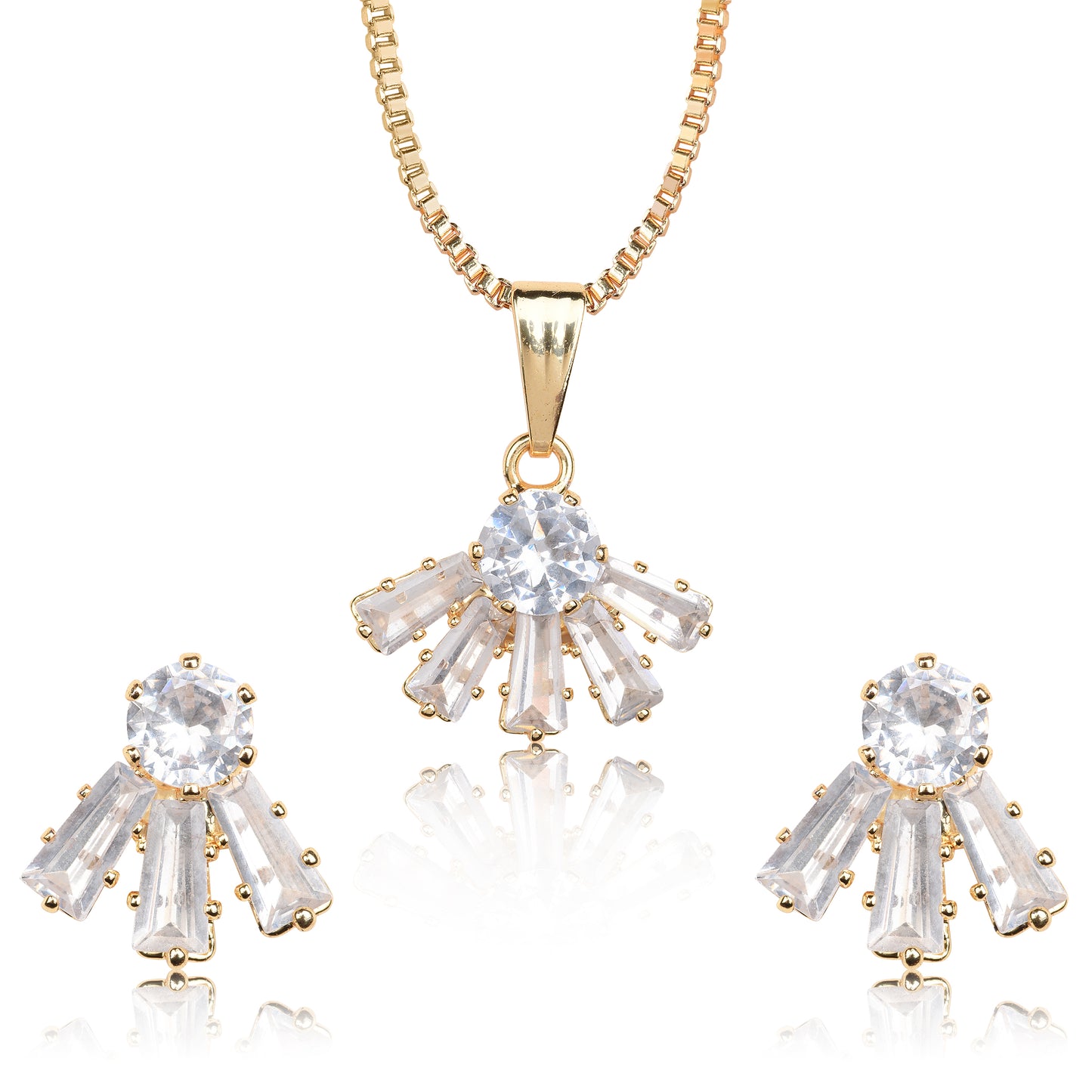 Dazzle American Diamond Crystal Pendant Set With Earrings