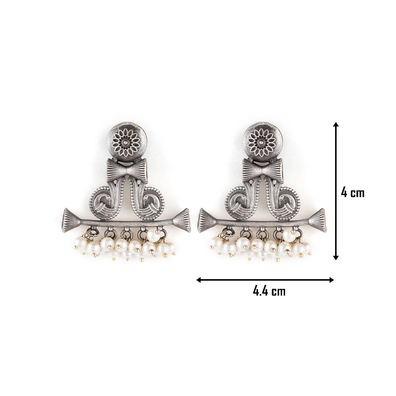 Dancing Peacock Oxidised Earrings