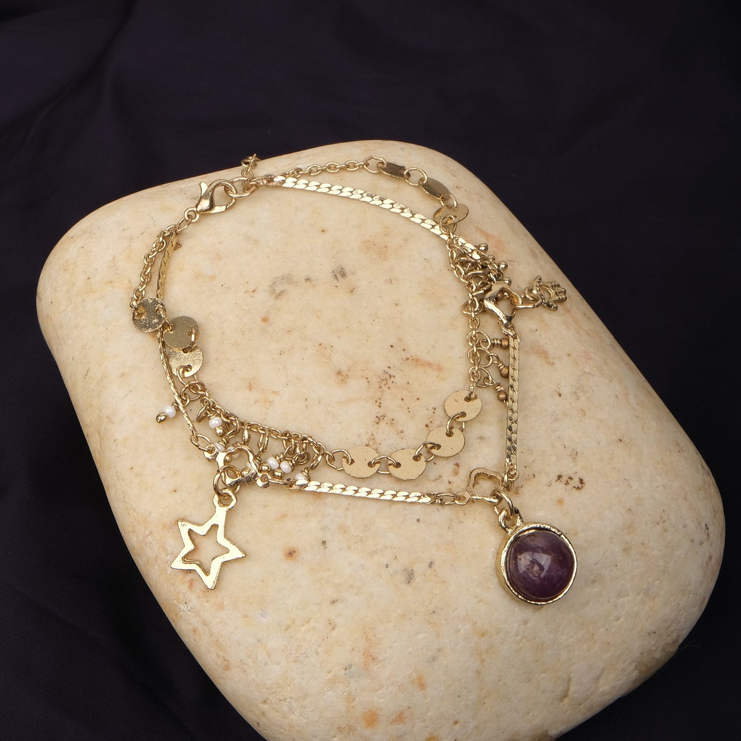 Dazzling Moon Charm layer Bracelet