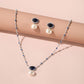 Designer Elegant Silver Polish Pearl Studded Pendant Style Sapphire Necklace Set with Earrings