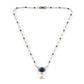 Designer Elegant Silver Polish Pearl Studded Pendant Style Sapphire Necklace Set with Earrings