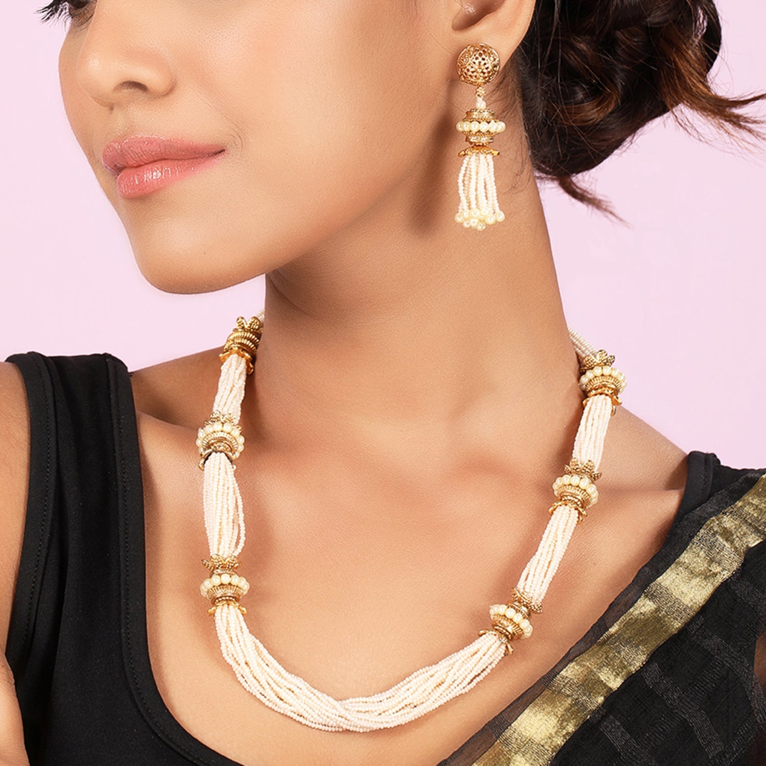 Designer & Exclusive Hand Beaded Pearl String Necklace/Haram Set