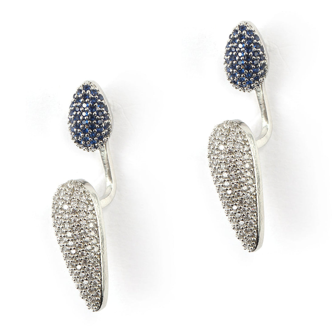 Designer Teardrop Shape CZ Contemporary Stud Two In One Earrings