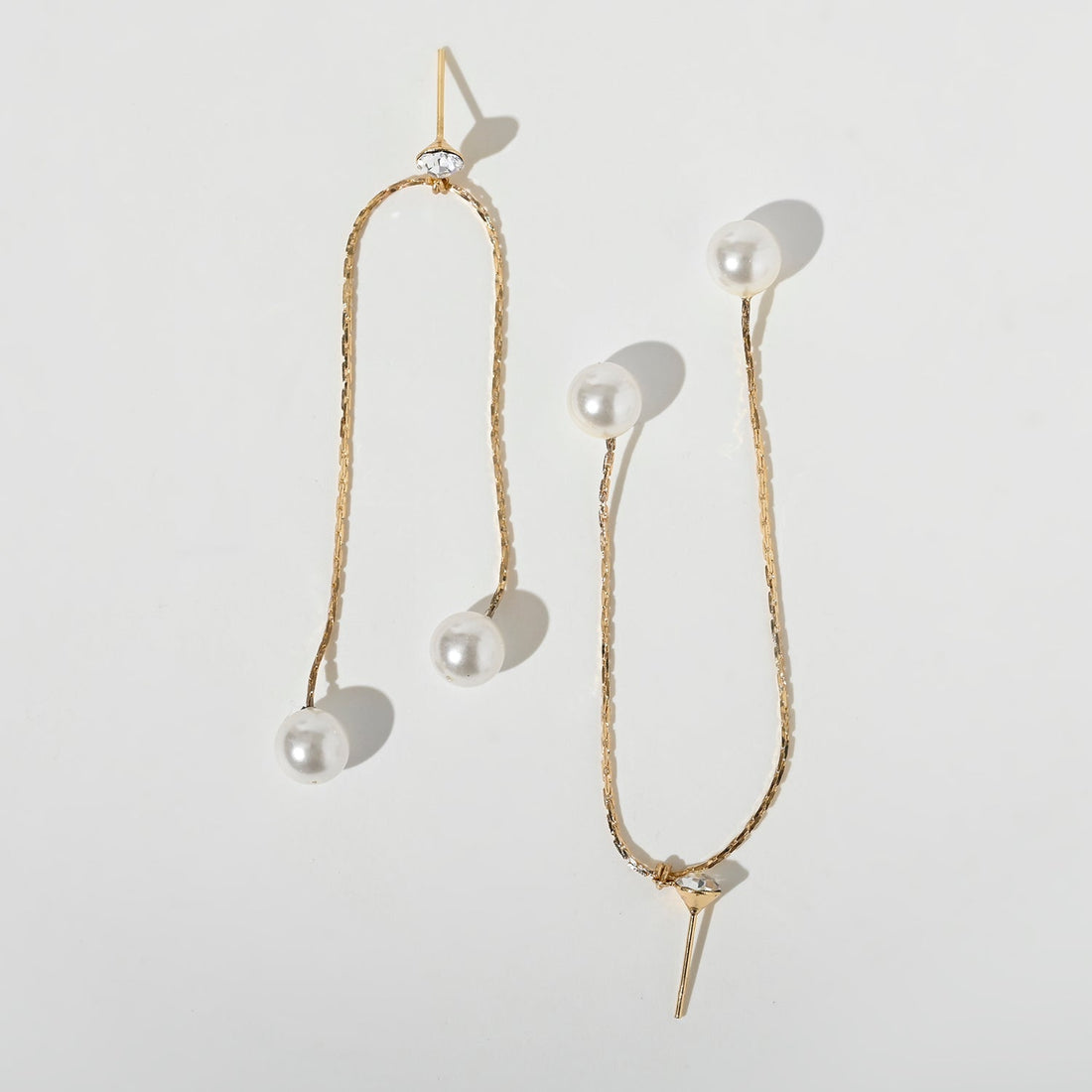 Double Chain Pearl Drop Earrings