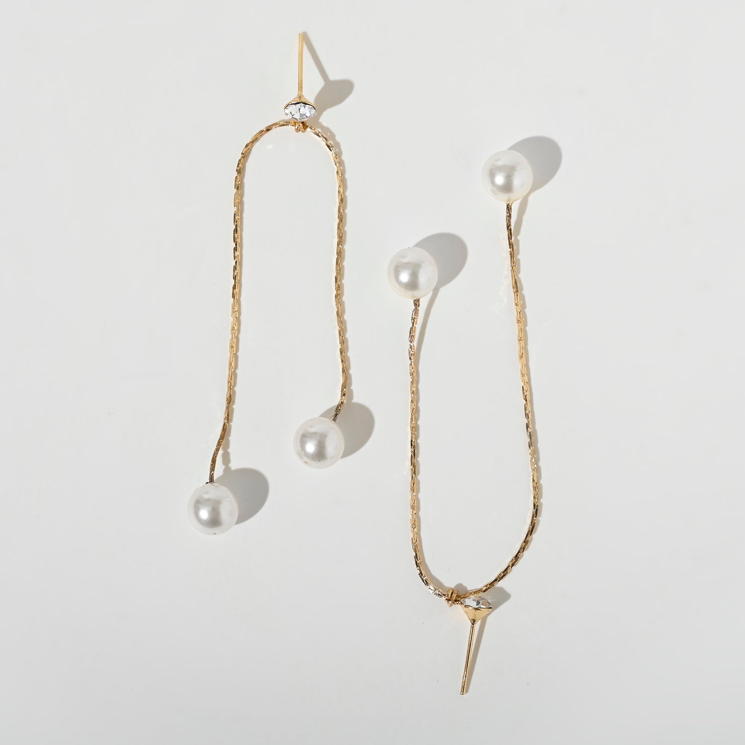 Double Chain Pearl Drop Earrings