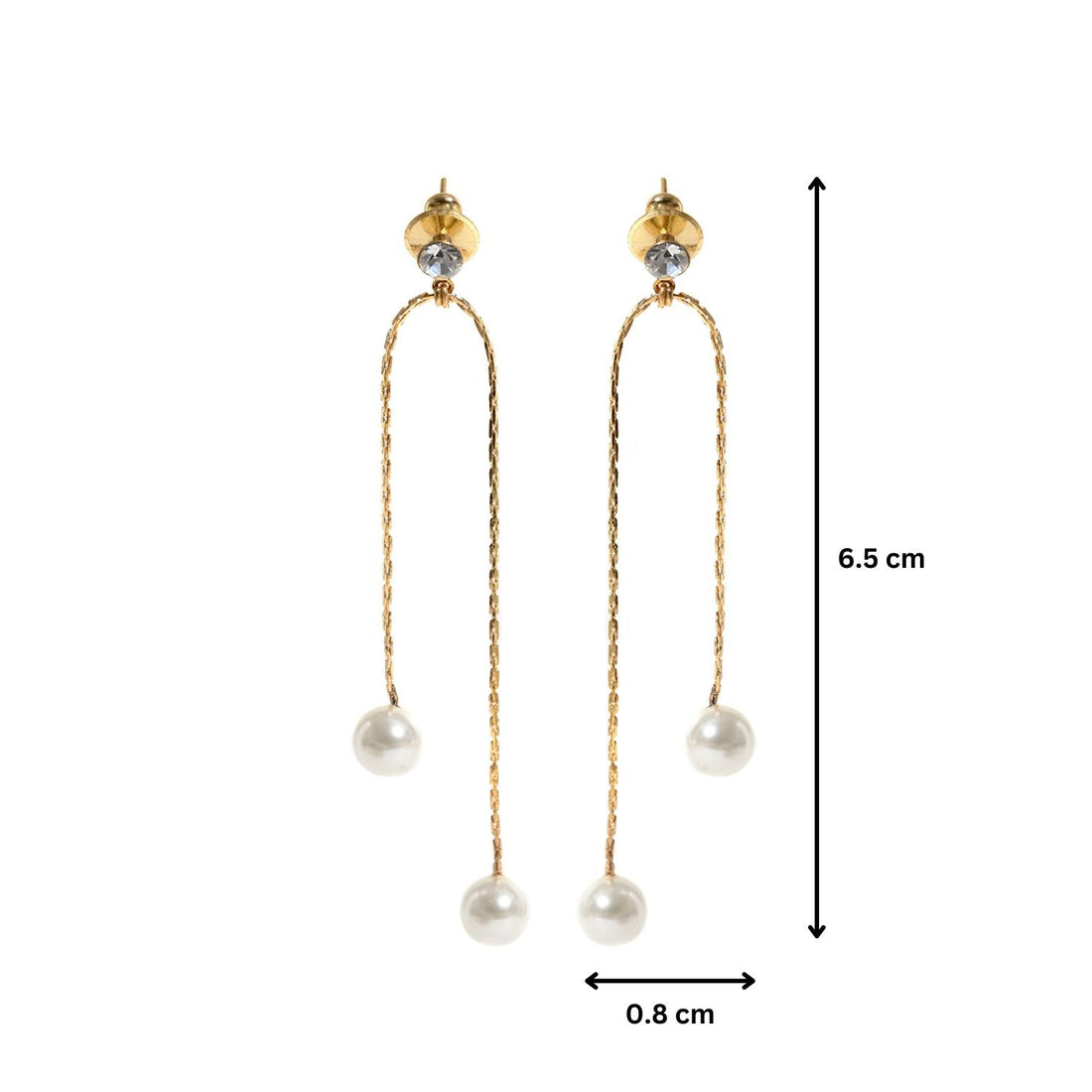 Double Chain Pearl Drop Earrings