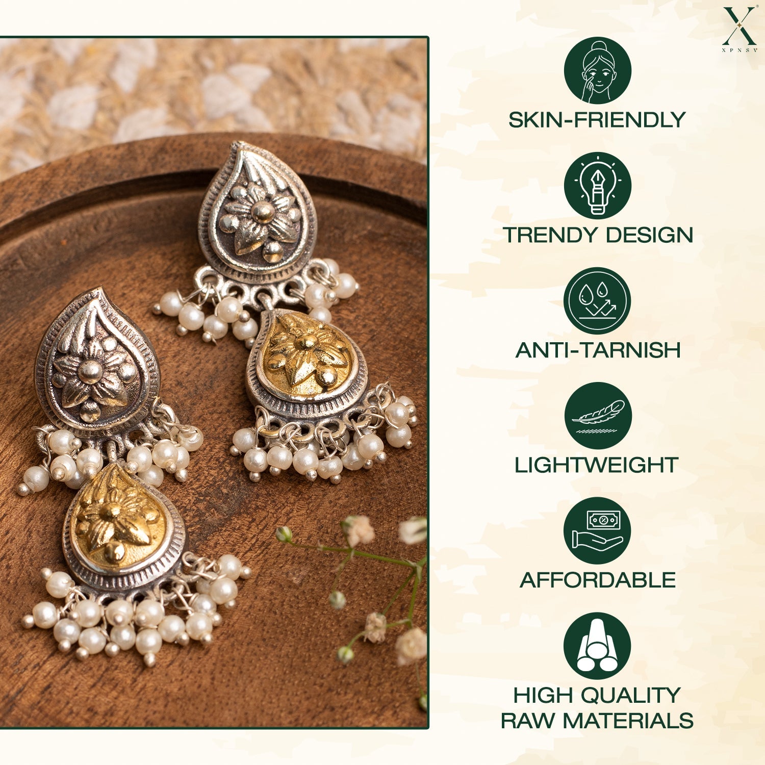 Dual Ambi Floral Drop Earrings