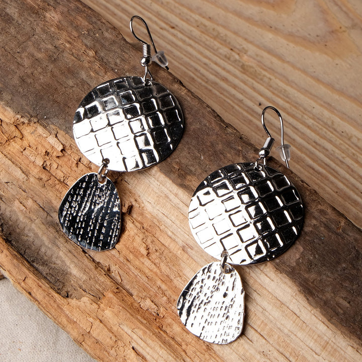 Dual Silver Dangler Earrings