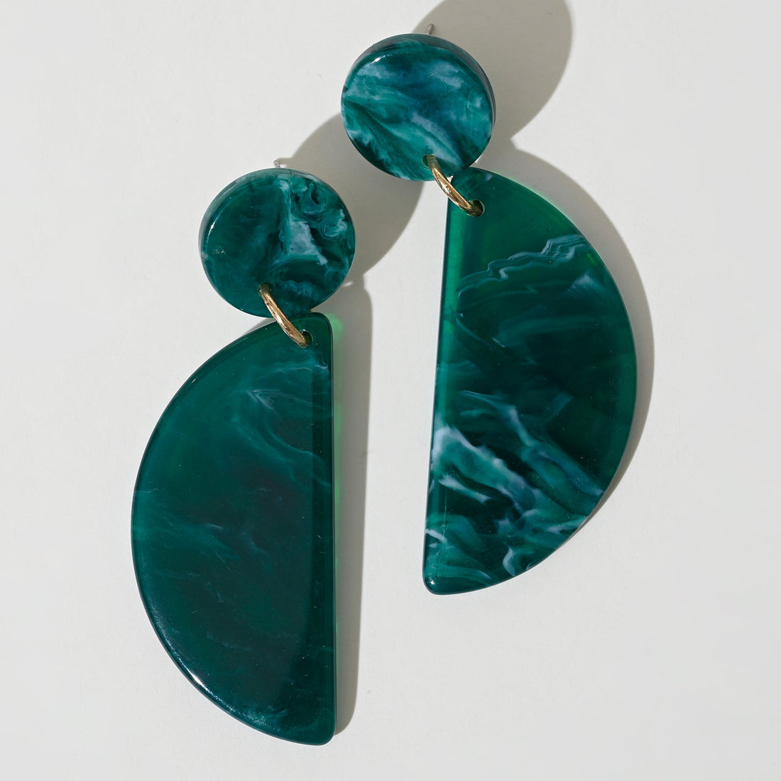 Emerald Green Geometrical Resin Earrings