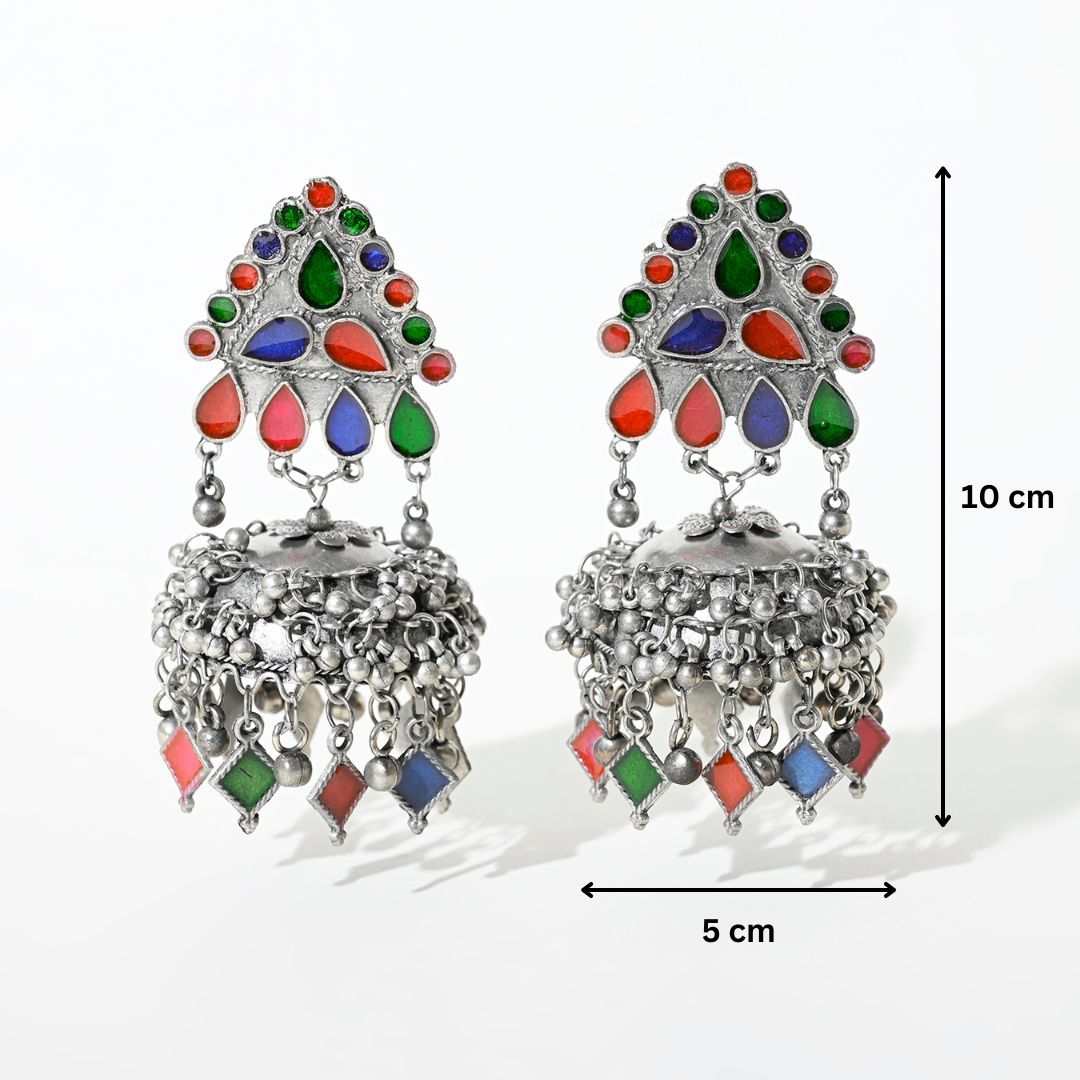 Esha Light Weight Oxidised Jhumka Earrings