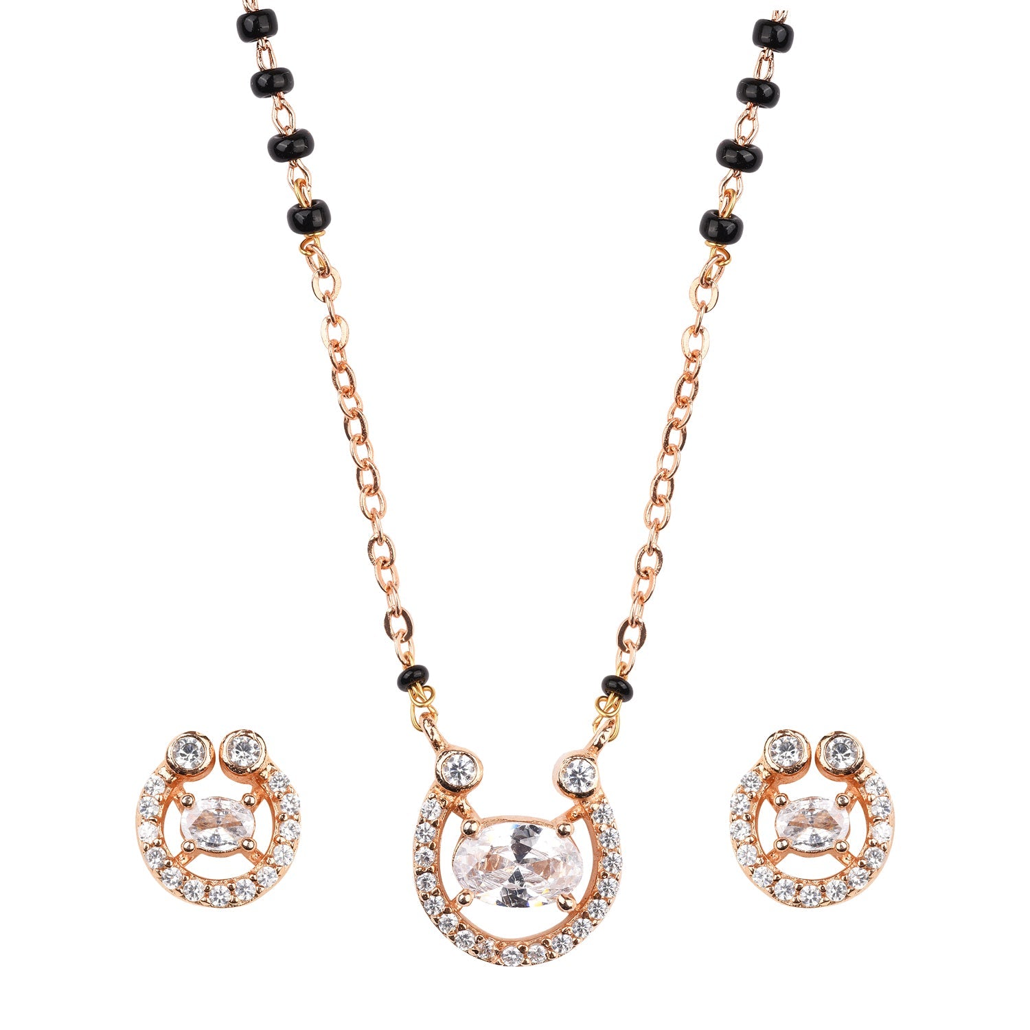 Eternal Round American Diamond Mangalsutra With Earrings