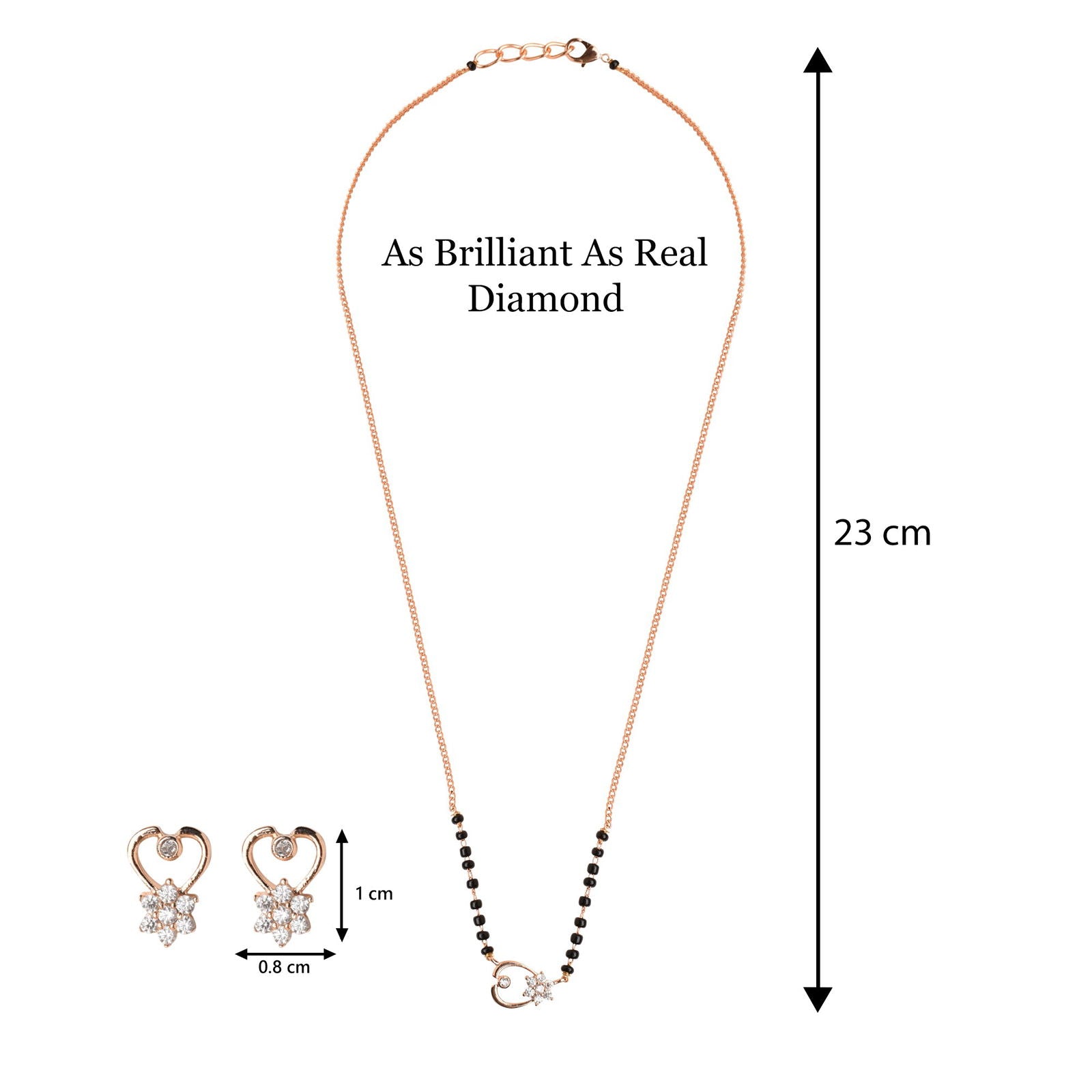 Floral Heart American Diamond Mangalsutra with Earrings