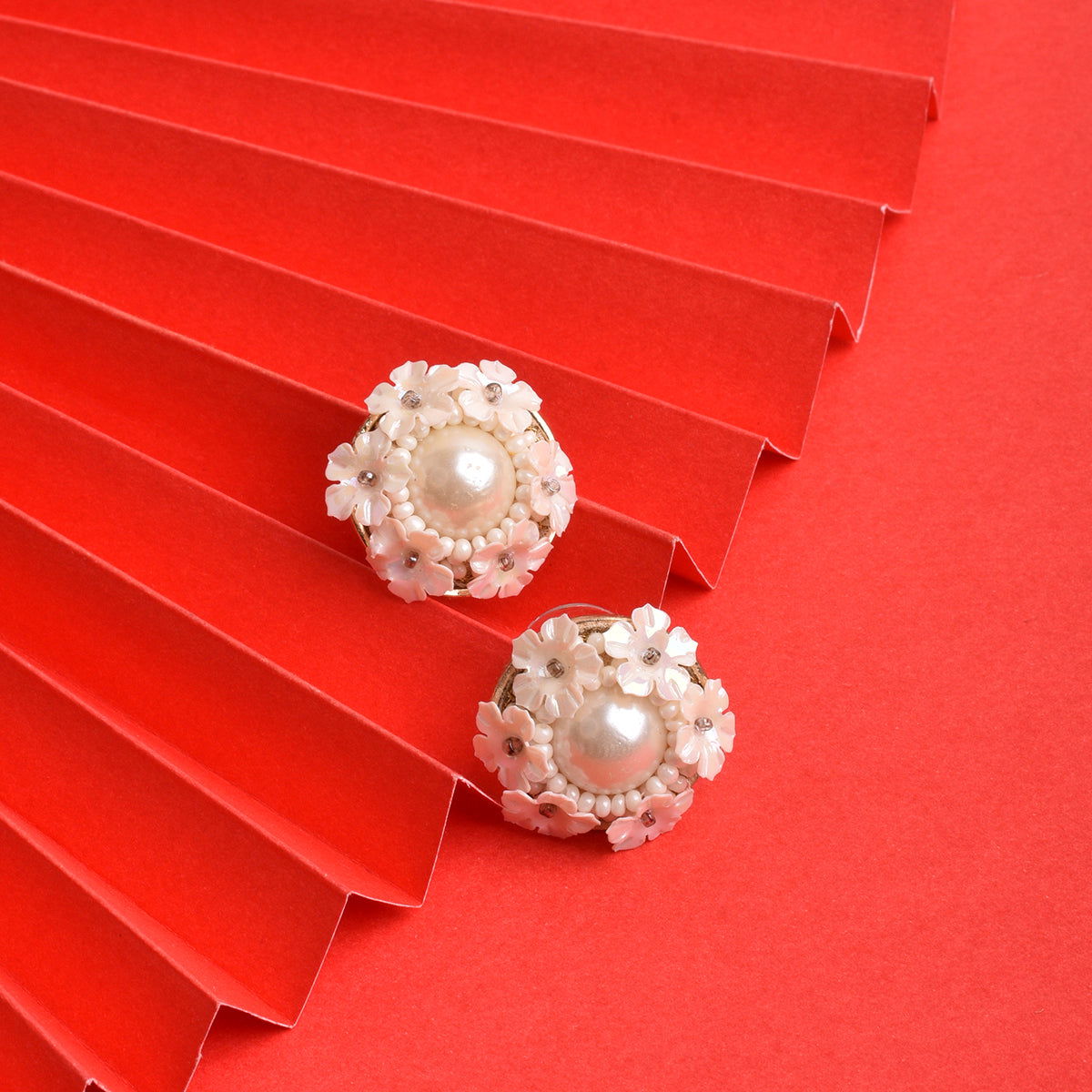 Floral Pearl Stud Earrings