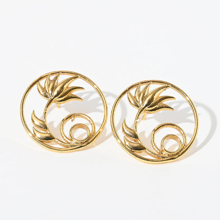 Flower Circular Stud Earrings