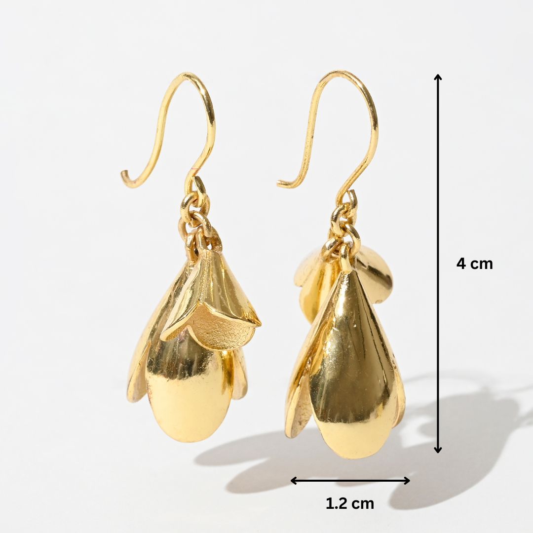 Flower Petal Brass Drop Earrings