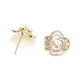 French Enamel Black and Gold Statement Flower Studs with Pearl