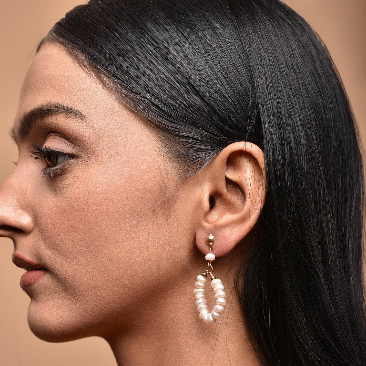 Fresh Water Pearl Studded Dangling Earrings
