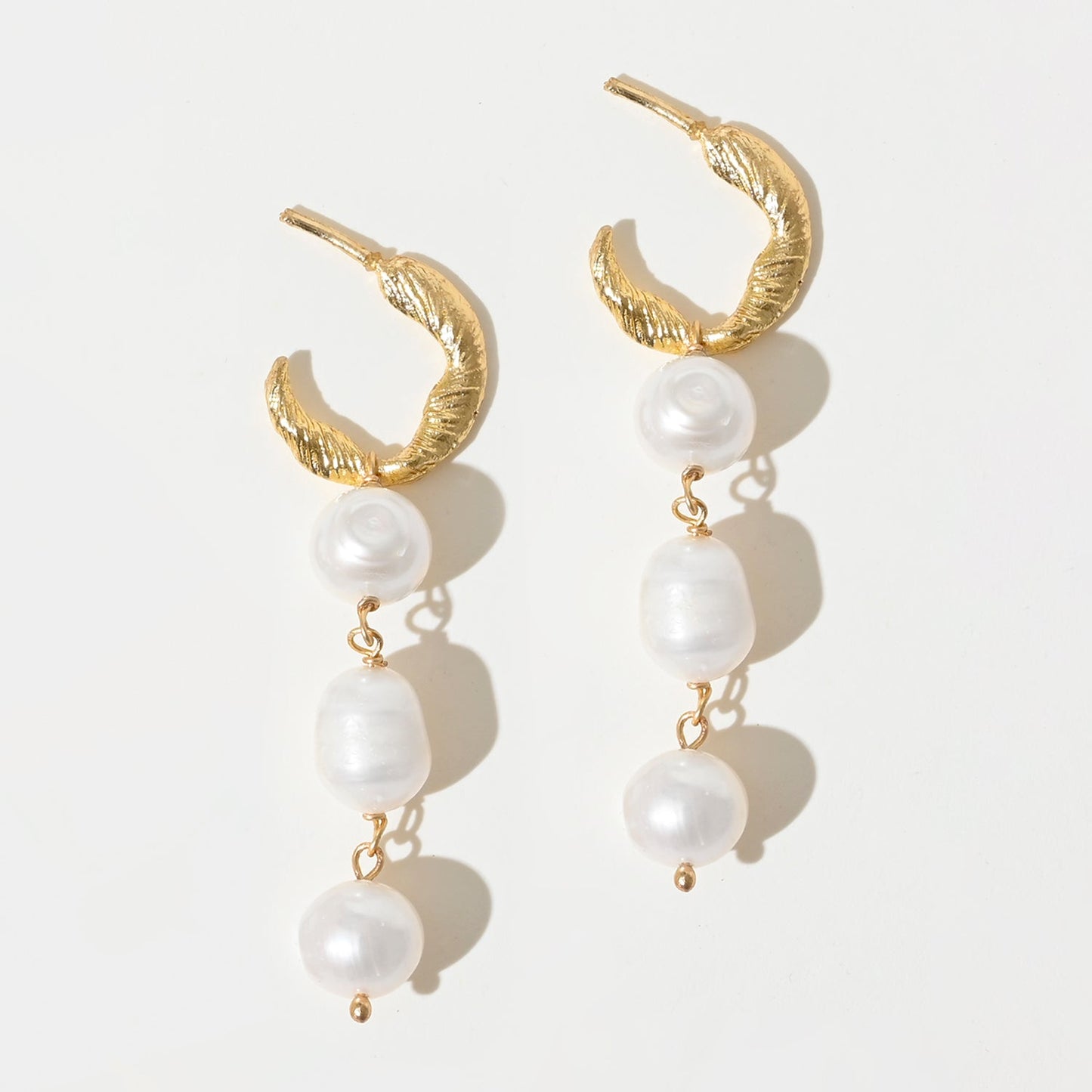 Fresh Water Triple Pearl Drop Earrings