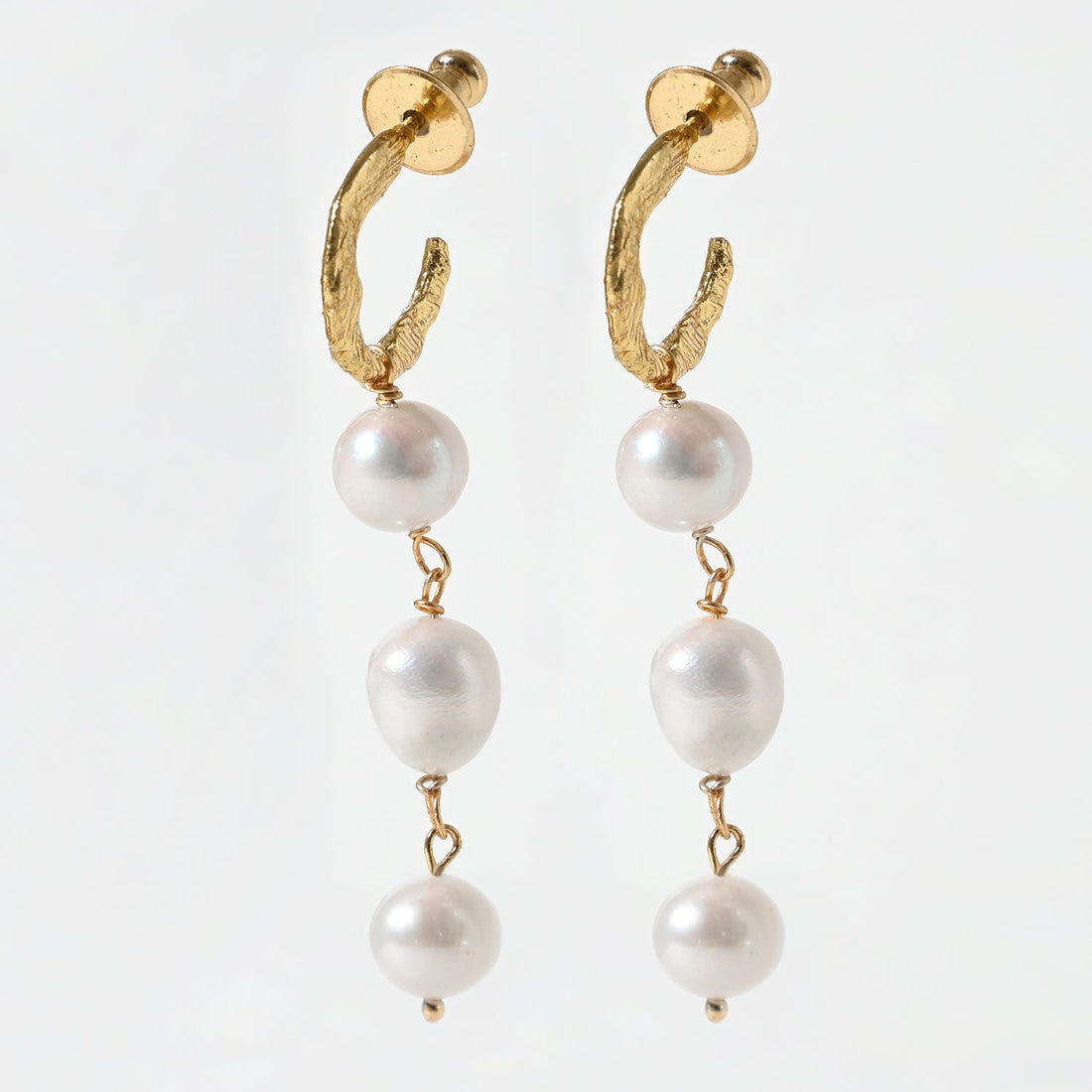 Fresh Water Triple Pearl Drop Earrings