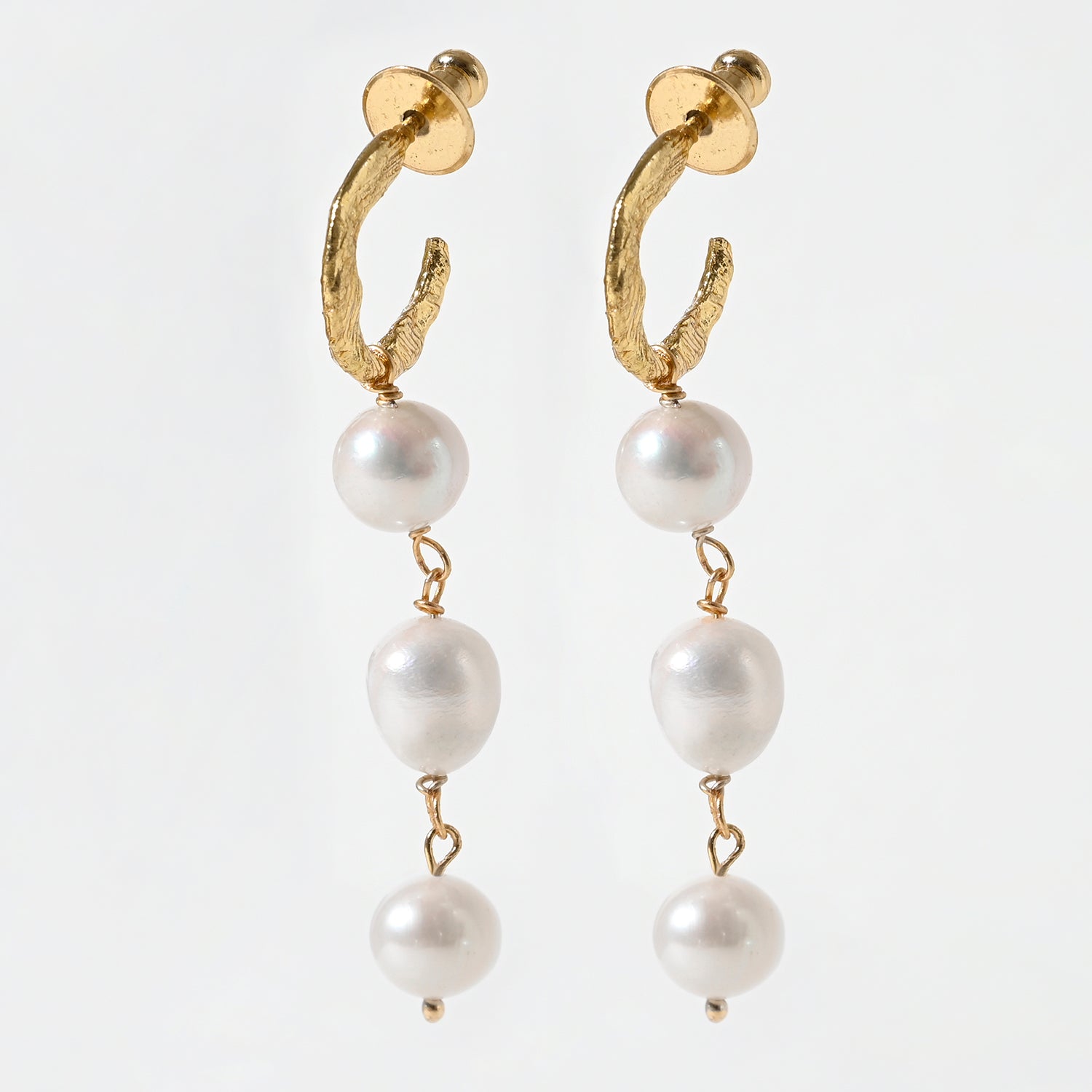 Fresh Water Triple Pearl Drop Earrings