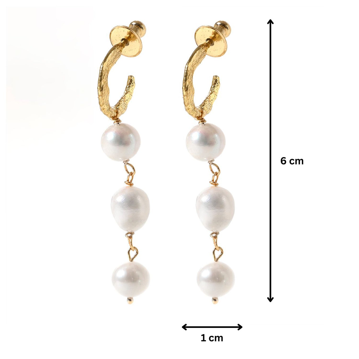 Fresh Water Triple Pearl Drop Earrings