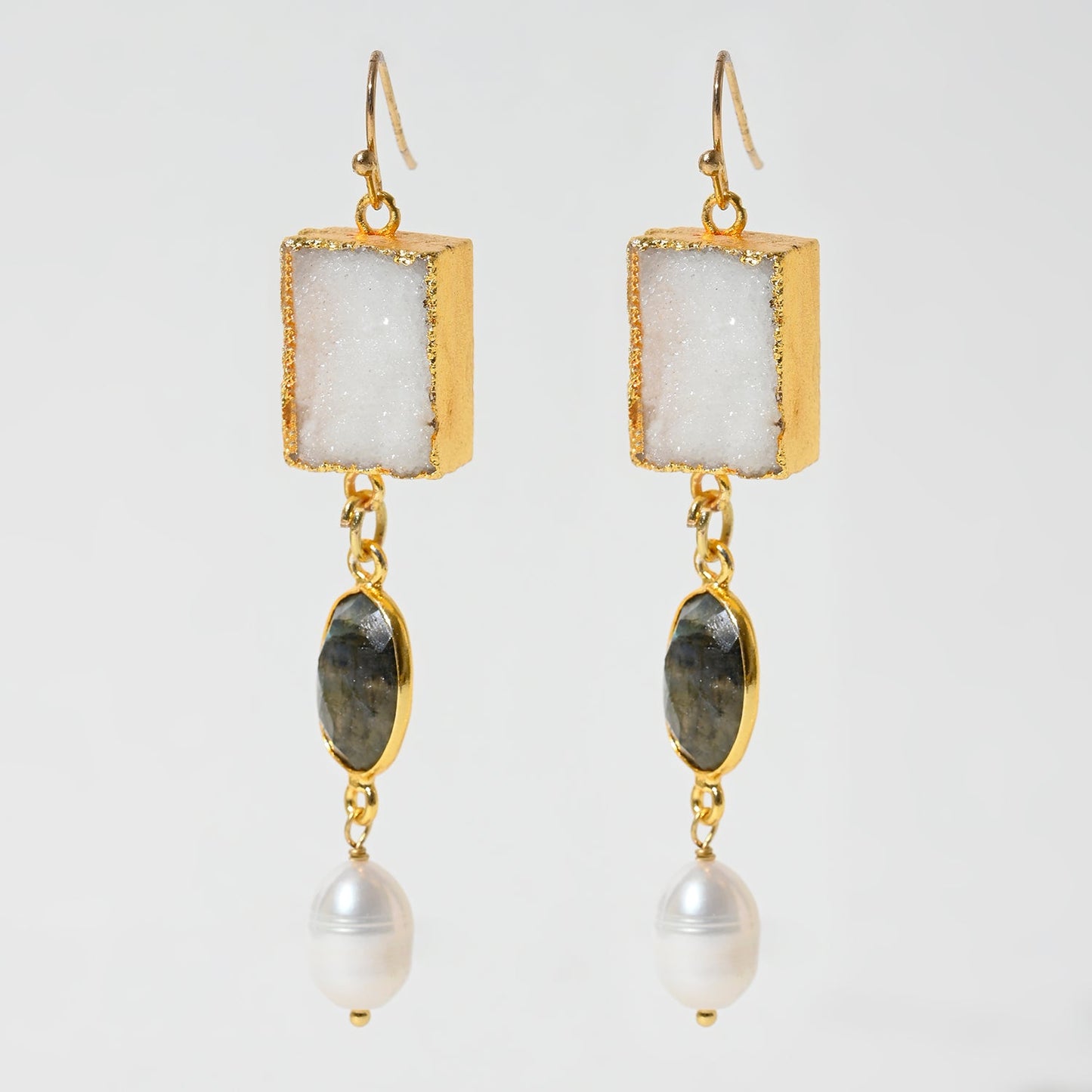 Gemstone Baroque Pearl Drop Earrings