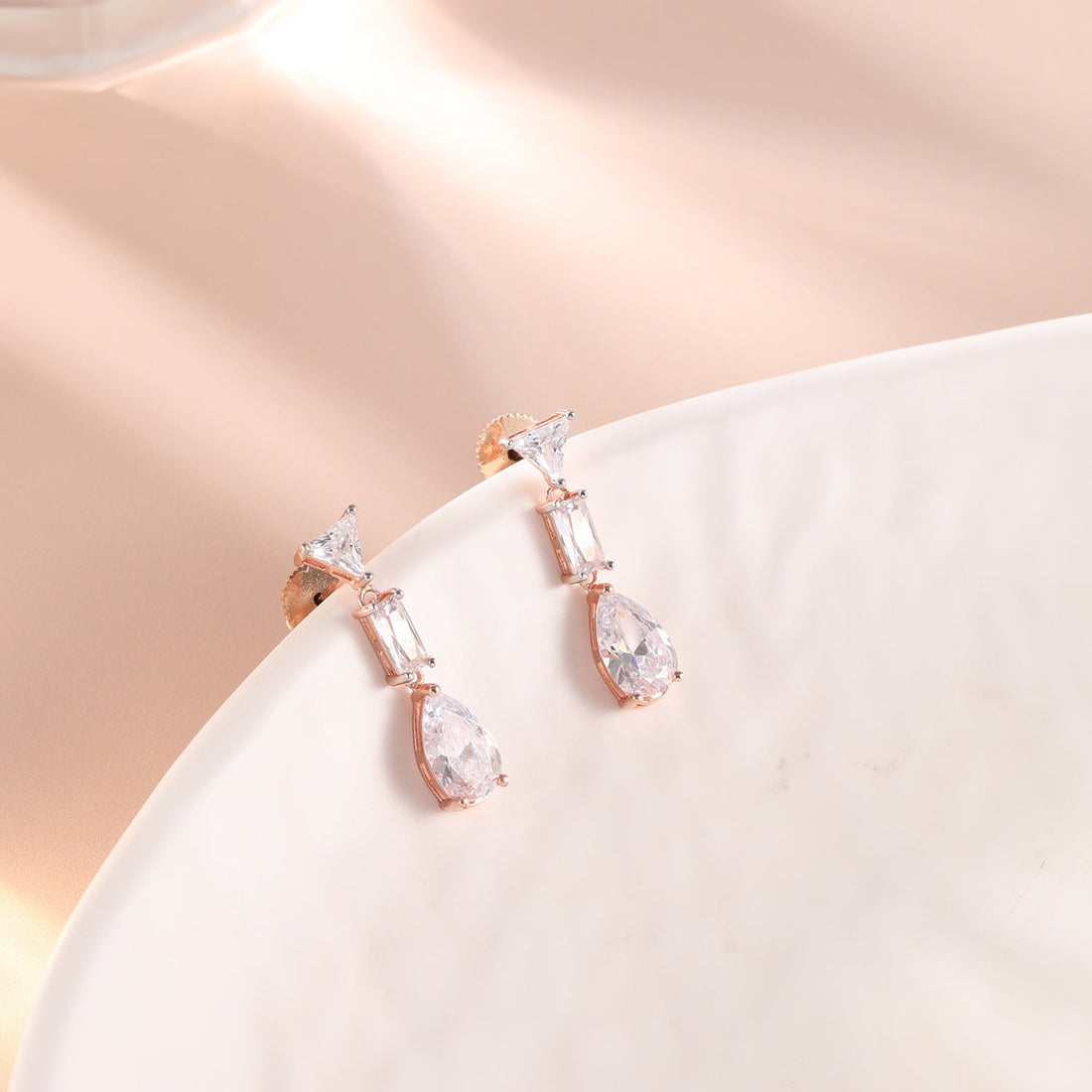 Geometric Gem Drop Earrings with Cubic Zirconia