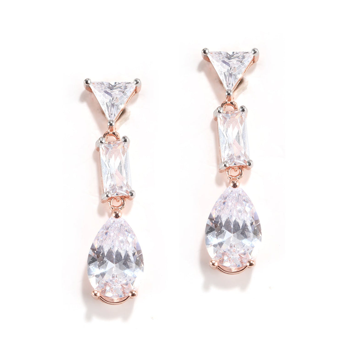 Geometric Gem Drop Earrings with Cubic Zirconia