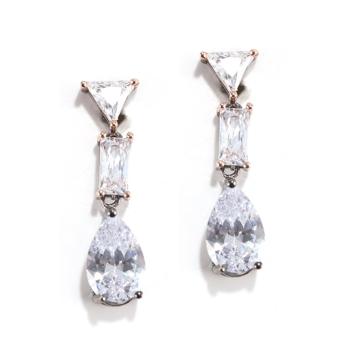 Geometric Gem Drop Earrings with Cubic Zirconia