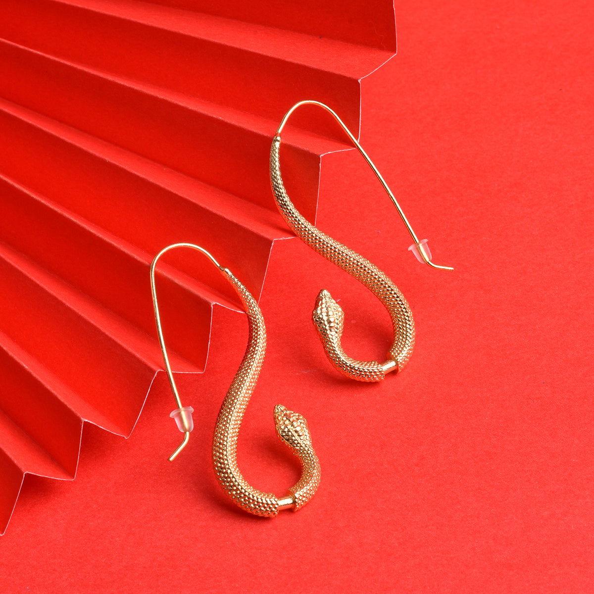 Gold-Plated Luxe Serpent Swirl Earrings