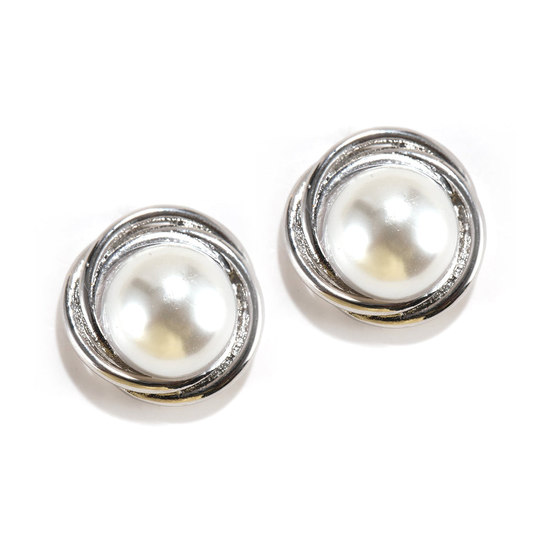 Gold/Silver Swirl with Pearl Earrings