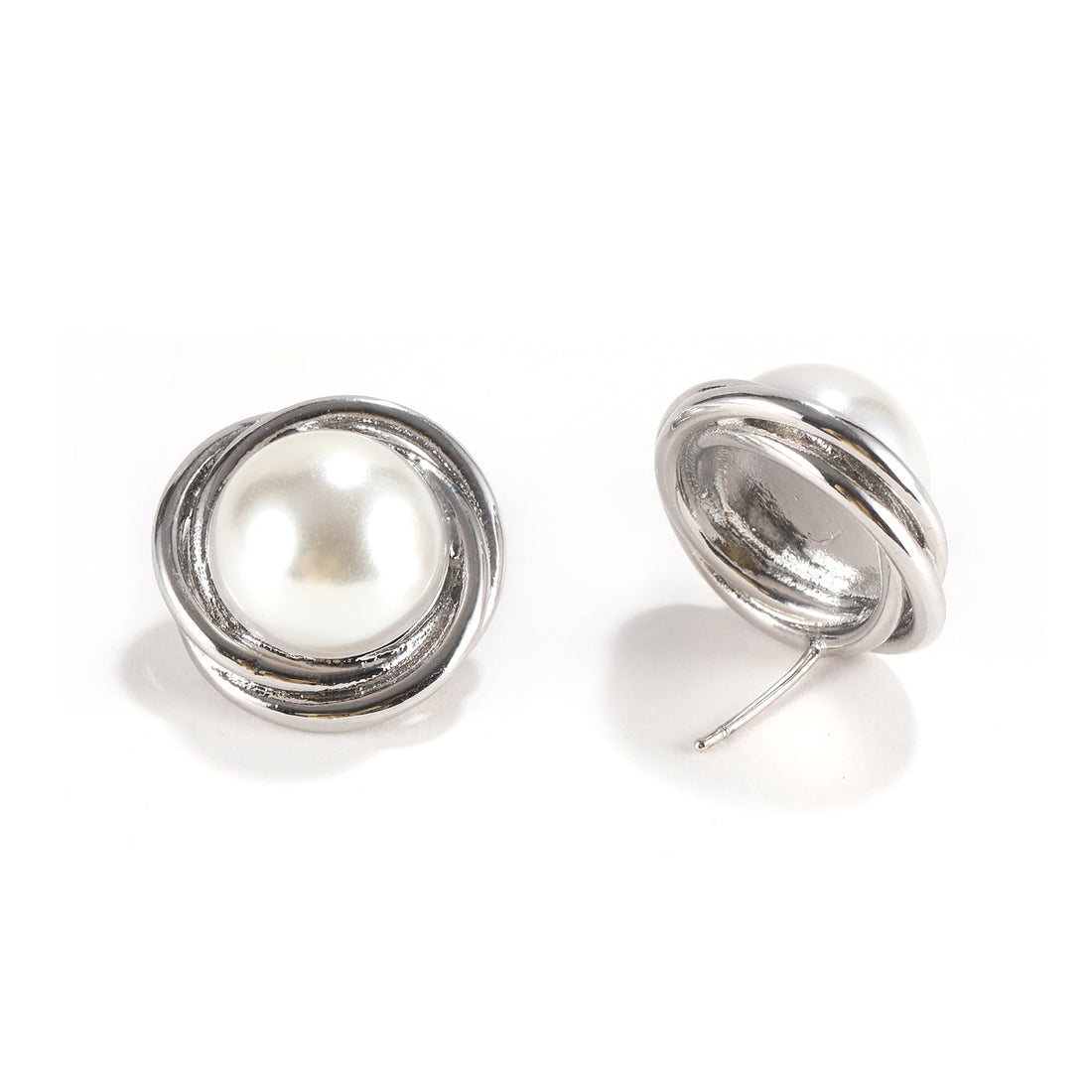 Gold/Silver Swirl with Pearl Earrings