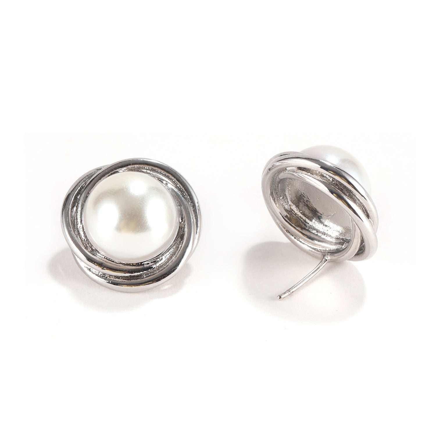 Gold/Silver Swirl with Pearl Earrings