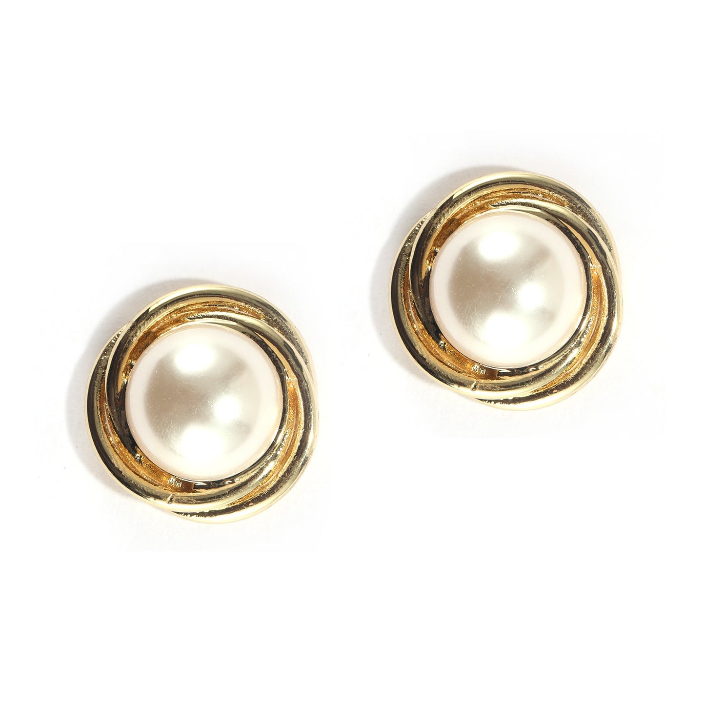 Gold/Silver Swirl with Pearl Earrings