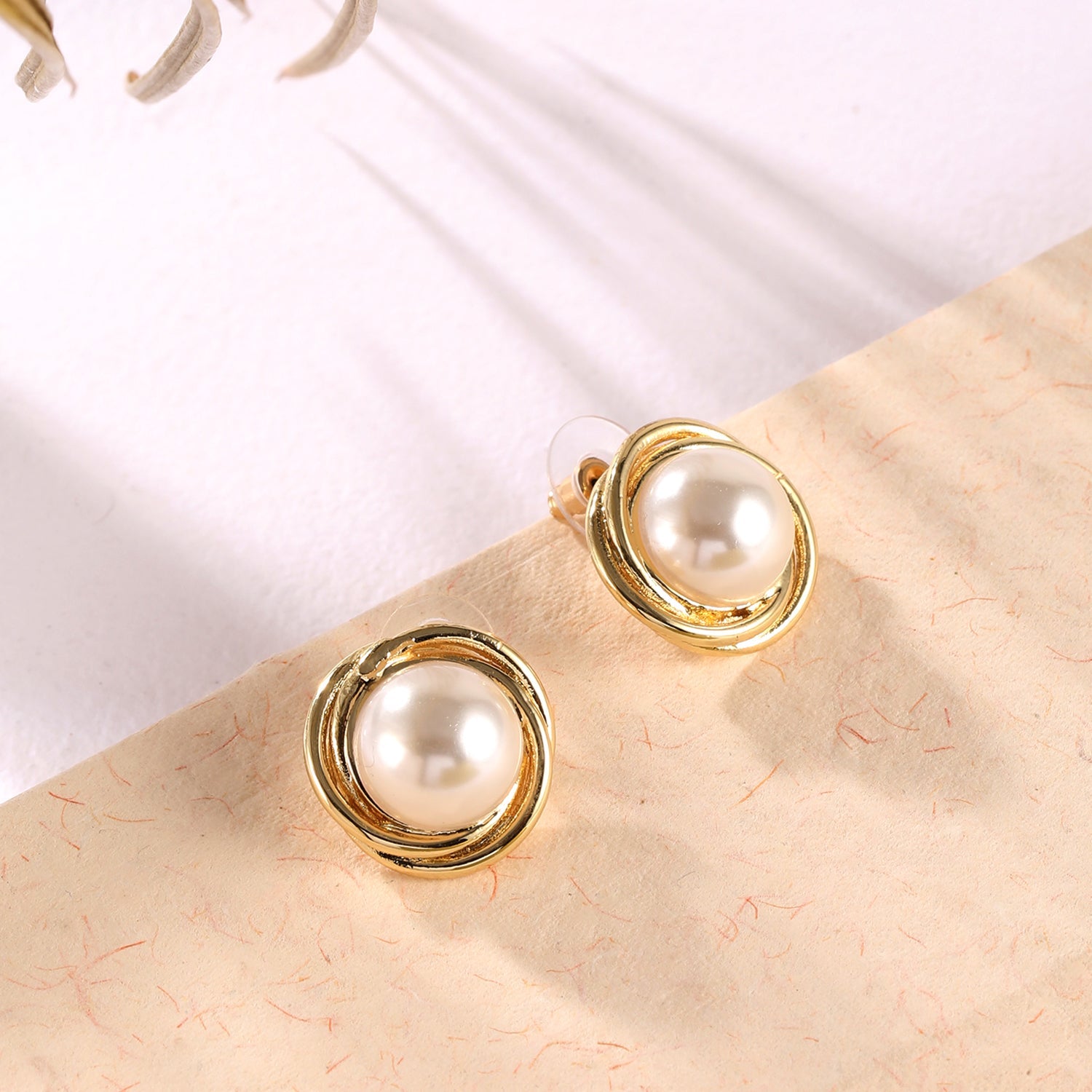 Gold/Silver Swirl with Pearl Earrings