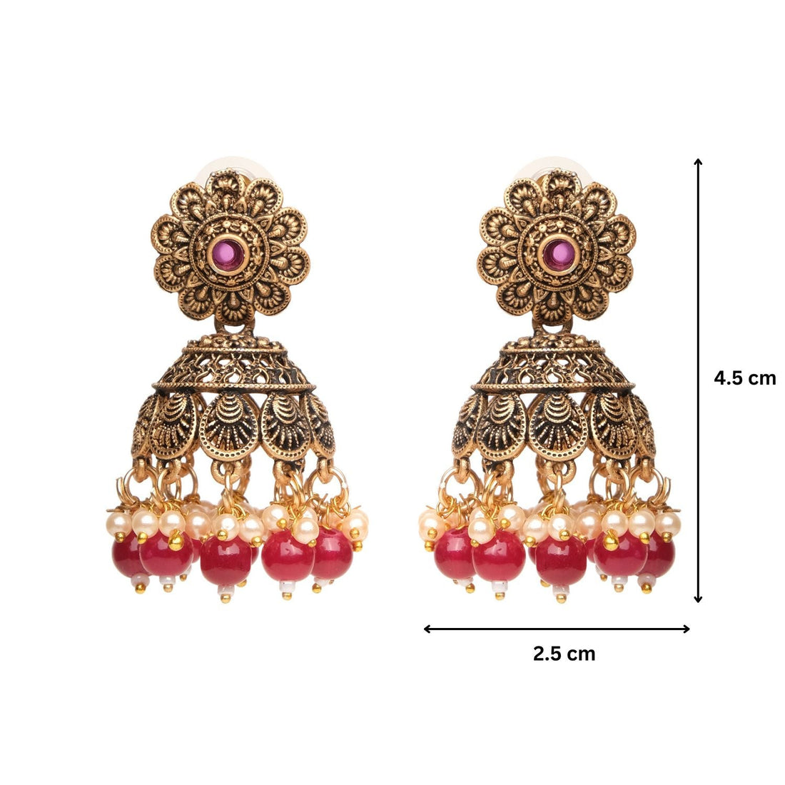 Gold Chakriya Beaded Lightweight Jhumka Earrings