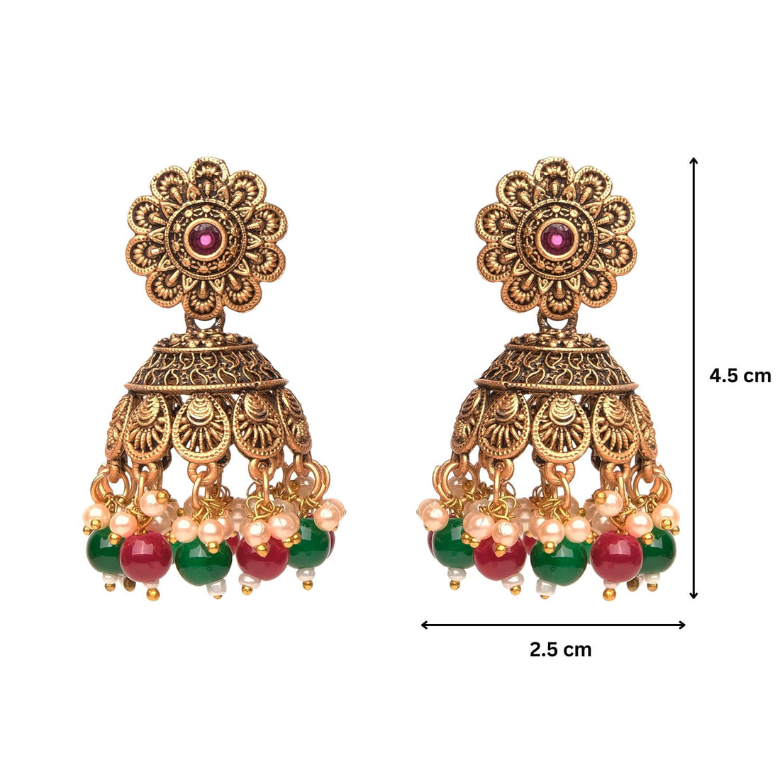 Gold Chakriya Beaded Lightweight Jhumka Earrings