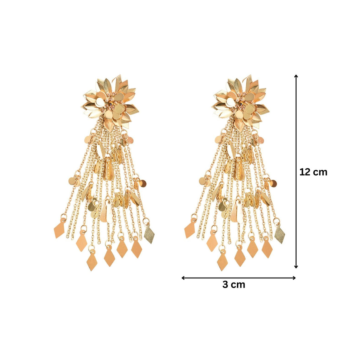 Gold Flower Chain Drop Earrings