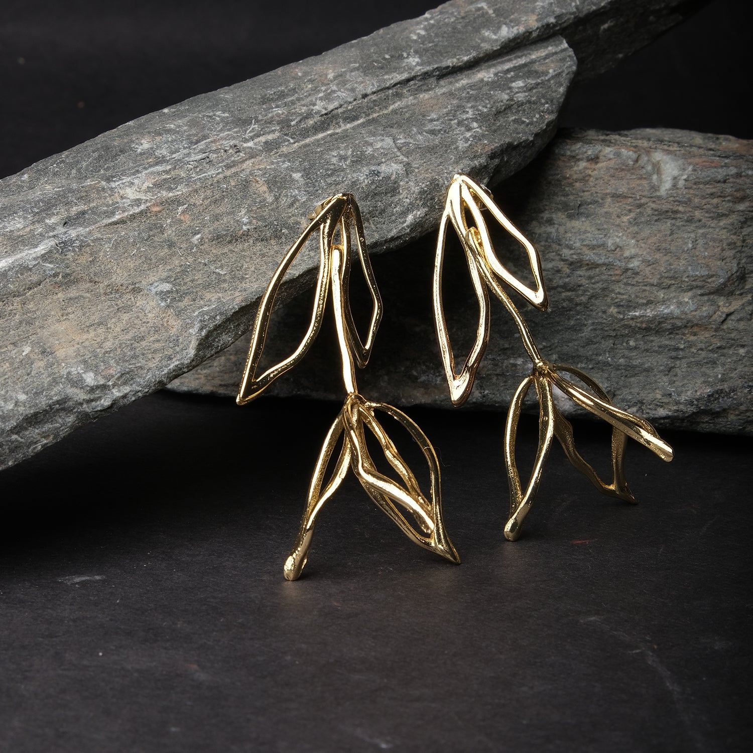 Gold Grand Blossom Petal Drop Earrings